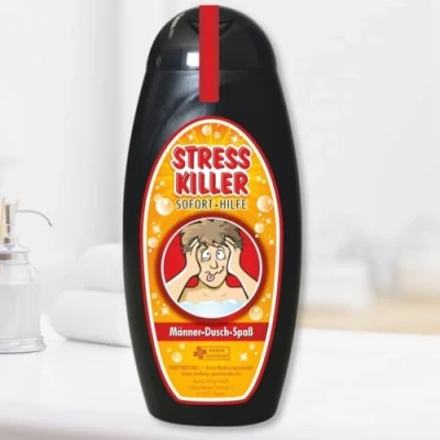 Abbildung von Duschgel Shampoo Stress Killer Geschenk für Männer Geburtstagsgeschenk mit Zahlen zum runden Geburtstag