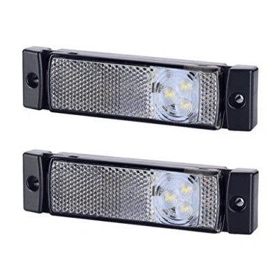 Abbildung von 2 x 3 SMD LED Weiß Begrenzungsleuchte Seitenleuchte mit Reflektor 12V 24V E Prüfzeichen Positionsleuchte Auto LKW PKW Lampe Leuchte Licht Universal