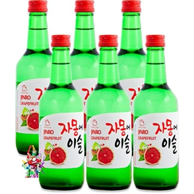Abbildung von yoaxia ® 6er Pack [ 6x 360ml ] Soju Jinro Grapefruit/Soju mit Grapefruitgeschmack Alc. 13% vol. + ein kleiner Glücksanhänger gratis