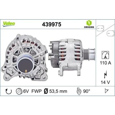 Abbildung von VALEO 439975 Lichtmaschine 14V 110A VOLKSWAGEN: Golf 5 Schrägheck, Polo V Touran II, SEAT: Ibiza 4 Leon III Schrägheck