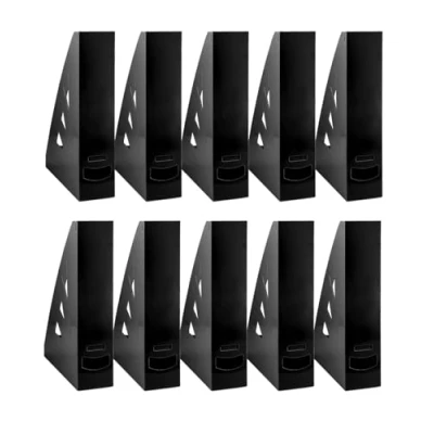 Abbildung von OFFICER PRODUCTS Stehsammler Modernes Design/ 10 Stück / A4 Farbe: Schwarz/Hart Kunststoff/Durchbrochen/Schreibtisch Organizer für Zeitschriften/Bruchsicher, 21215521 05