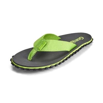 Abbildung von Gumbies Duckbills Badeschlappen mit rutschfester Gummisohle aus recycelten Autoreifen weicher Zehensteg wiederverwerteten PET Flaschen, ergonomisches Fußbett Grey/Lime, 43
