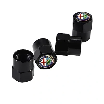 Abbildung von Aluminiumlegierung Auto Rad Reifen Ventilkappen Staub Zubehör für Alfa Romeo 159 Giulietta 147 Mito Giulia 156 166 GT Stelvio Tonale,B Black Style