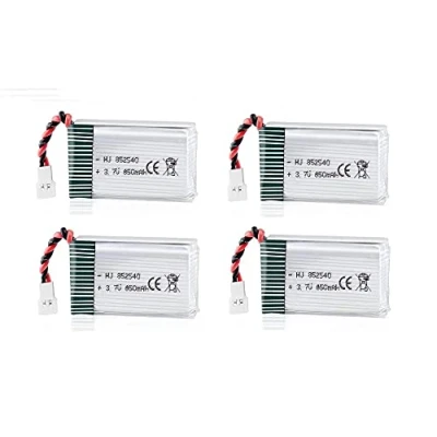 Abbildung von YUNIQUE GREEN CLEAN POWER Set mit 4 wiederaufladbaren Lipo Batterien 850mAh 3.7V für Syma X5SC X5SW Dronen Geeignet RC Quadcopter, Italienischer Lieferant Silber 48x25x14 mm 20 g