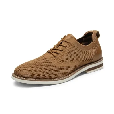 Abbildung von Bruno Marc Herren Anzugschuhe Atmungsaktiv Gestrickter Stoff Derby Sommer Schnürschuhe Formale Moderne Klassische,Size 46,Braun,SBOX2320M E