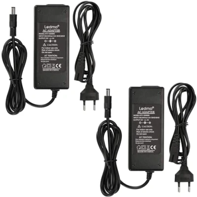Abbildung von ledmo 2 Stücke 12V 5A Netzteil Adapter, AC 100 240V bis DC 12 Volt 5 Amp 60W Stromversorgung für LED Lichtstreifen Monitore Fernseher DVD TVs Verstärker Kamerasystem Euro Stecker 5,5 * 2,5/2,1mm