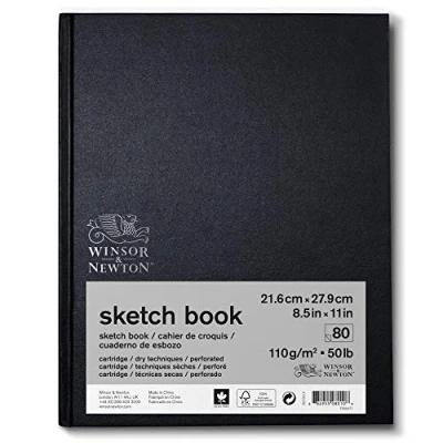 Abbildung von Winsor &amp; Newton 6673018 Skizzenbuch mit 80 Blatt Skizzenpapier, 110 g/m², Hardcover gebunden Rückenleimung, mikroperforieten Blättern 22,9 x 30,5cm