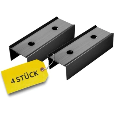 Abbildung von Avoltik Aluminium C Profilverbinder passend für PV Schienen 40x40mm, Schienenverbinder zur Montage von Photovoltaik Solarmodul Aluminiumprofilen 4 Stück , in schwarz
