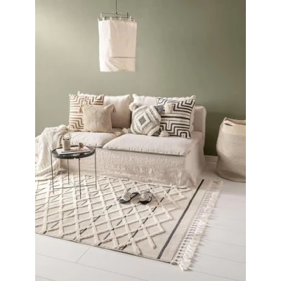 Abbildung von benuta pop Teppich OYO Kunstfaser Rechteckig &amp; im Style: Geometrisch, Boho Style Pflegeleicht für Wohnzimmer Schlafzimmer, Cream, 80x150 cm