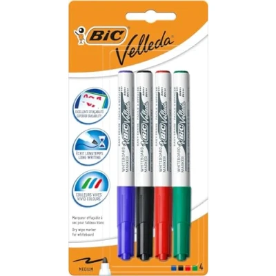Abbildung von BIC Velleda 1741 Whiteboard Marker Effa &amp; ccedil;ables agrave; Trockene mittlere konische Spitze , Blister von 4