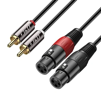 Abbildung von J&amp;D Dual Cinch auf XLR Kabel, PVC Geschält Unbalanced 2x Weiblich zu RCA Männlich HiFi Stereo Audio Verbinden Adapterkabel für Lautsprecher Kondensatormikrofon AMP, 4,5 Meter
