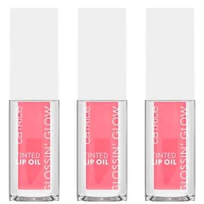 Abbildung von Catrice Glossin&#039; Glow Tinted Lip Oil, Lipgloss, Nr. 010, Pink, pflegend, Färbeeffekt, mit Ölen, natürlich, vegan, ohne Parabene, Mikroplastikpartikel, Nanopartikel frei, 3er Pack (3x4ml)