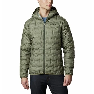 Abbildung von Columbia Delta Ridge Down Hooded Jacket, Daunenjacke mit Kapuze für Herren, Stone Green Heather Print, Größe XL