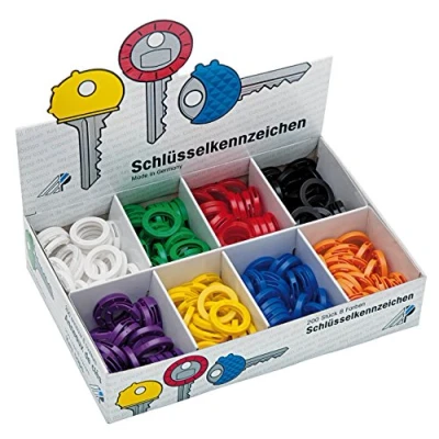 Abbildung von WEDO 2628008 Schlüsselkennringe, flexibles Weichplastik, 200 Stück im Display, 24 mm, farbig sortiert