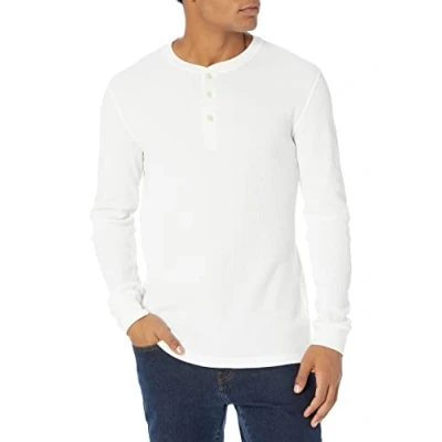 Abbildung von Amazon Essentials Herren Langärmeliges Waffel Henley, Schmale Passform, Weiß, XS