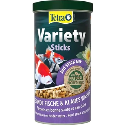 Abbildung von Tetra Pond Variety Sticks Fischfutter Mix für Teichfische aus drei verschiedenen Sticks, die Gesundheit, Farbenpracht und Vitalität aller Fische im Teich, 1 L Dose