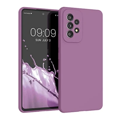 Abbildung von kwmobile Hülle kompatibel mit Samsung Galaxy A53 5G Silikon Handy Case Handyhülle weiche Oberfläche kabelloses Laden Orchidee Violett