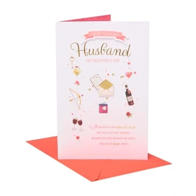 Abbildung von UK Greetings Valentinstagskarte für Ehemann Süßes Symbol Design