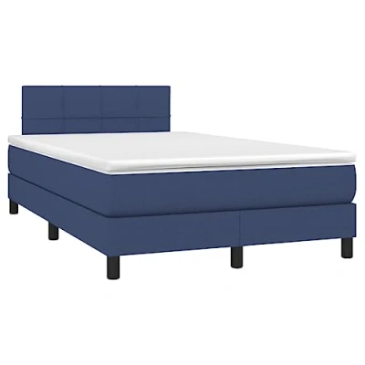Abbildung von vidaXL Boxspringbett mit Matratze LED Bettgestell Doppelbett Bett Polsterbett Hotelbett Lattenrost Bettrahmen Schlafzimmerbett Blau 120x200cm Stoff