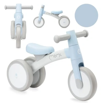 Abbildung von Momi Unisex Babys Tedi Kinderlaufrad für Mädchen und Jungen (max. Körpergewicht 25 kg), Mini Laufdreirad mit pannensicheren Kunststoffrädern, Leichter Metallrahmen 1,2kg, Blau