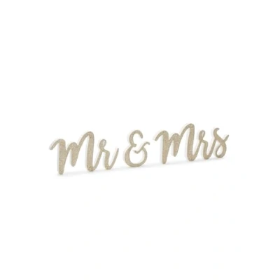Abbildung von P&amp;D MR &amp; MRS Gold Farben Buchstaben XL Schriftzug Tischdeko Hochzeitsdeko MR&amp;MRS Glitzer Tischschmuck just Married
