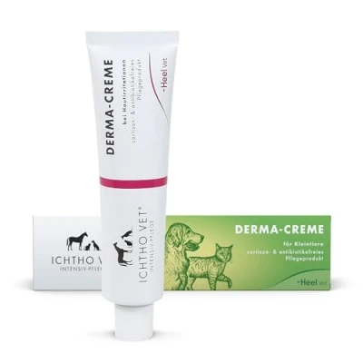 Abbildung von ICHTHO Vet Derma Creme von Heel Sanfte und gut verträgliche Pflege bei trockenen, rissigen schuppigen Hautirritationen für Hunde Katzen Natürliche Intensivpflege MADE IN GERMANY