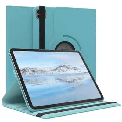 Abbildung von EAZY Case Tablet Hülle für iPad Pro 10,9&quot; (2024) Schutzhülle 10,9 Zoll Smart Cover Rotationcase zum Aufstellen klappbar 360 drehbar mit Standfunktion Tasche Kunstleder in Blau