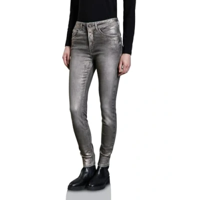 Abbildung von Street One Beschichtete Jeans Skinny Fit, Damen, Größe: 28x30, Grau