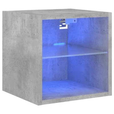 Abbildung von vidaXL TV Wandschrank, Schrank mit viel Stauraum, Wandmontage Fernsehschrank LED Leuchten, Hängeschrank Möbel Ständer, Modern, Betongrau