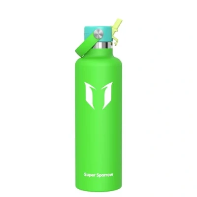 Abbildung von Super Sparrow Edelstahl Trinkflasche Kinder 18/10 Ultraleicht Thermobecher 1L Standardmund Stroh Deckel BPA Frei Thermoskanne, Thermosflasche für Sport, Travel, Schule, Outdoor, Büro