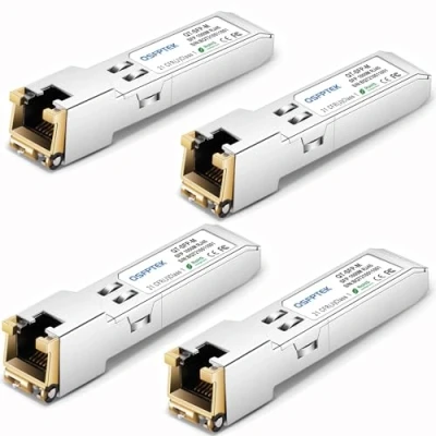 Abbildung von QSFPTEK 4Pack 1000BASE T SFP Gigabit Transceiver, auf RJ45 Copper 1G Modul for Cisco GLC T/SFP GE T, Ubiquiti UF 1G, Meraki MA 1GB TX, D Link, Supermicro, TP Link