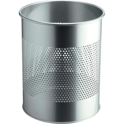Abbildung von Durable Papierkorb Metall rund 15 Liter, Perforation 165 mm, silber, 331023