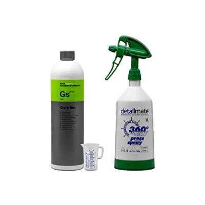 Abbildung von detailmate Set Koch Chemie Green Star Universalreiniger 1L + made by Kwazar Mercury Super PRO+ 360 Grad Sprühflasche. Double Action Trigger, 1 Liter/Skalierter Messbecher 50 ml
