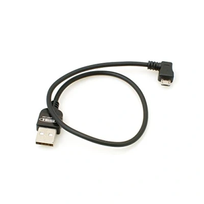 Abbildung von System S Micro USB 2.0 Kabel gewinkelt 90 Grad Winkelstecker (Links/Male) Adapter Datenkabel und Ladekabel 30 cm