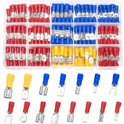 Abbildung von Vwoqiy 280 Stk Kabelschuhe Set, Flachstecker Quetschverbinder Sortiment, Flachsteckhülsen Gabelkabelschuhe Ringkabelschuhe, Elektrische Steckverbinder (Drei Farben 280)