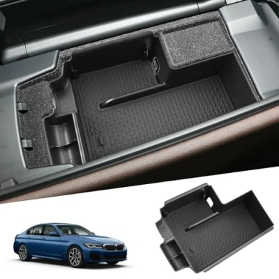 Abbildung von SHAOHAO Mittelkonsole Armlehne Aufbewahrungsbox für BMW 5er g30 g31 G38 2020 2021 2022 2023 Mittelarmlehne Organizer Tray zubehör