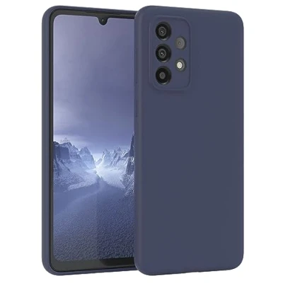 Abbildung von EAZY Case Cover Shell kompatibel mit Samsung Galaxy A33 5G Dünn Transparent Silikon Schutzhülle, Gummi Schutzhülle weiche Silikon, Stoffinlay aus Microfasern in Nacht Blau