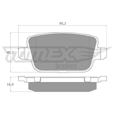 Abbildung von TOMEX brakes TX 14 48 Bremsbelagsatz Hinterachse FORD: S Max Mk1, Focus 2 Schrägheck, Galaxy Mk2 MPV, VOLVO: V70 3, 2, S80 II