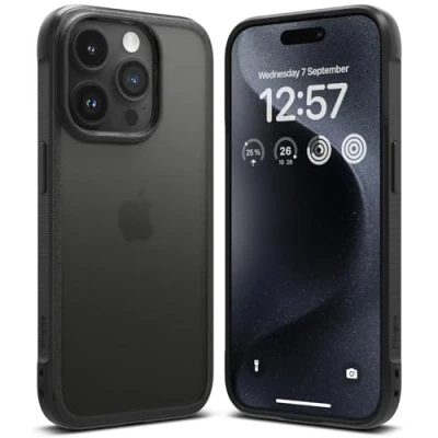 Abbildung von Ringke Fusion Bold Matte Case Kompatibel mit iPhone 15 Pro Hülle, Bequemer Griff TPU Rahmen Harte PC Rückseite, Anti Fingerabdruck Mattierte Handyhülle für 6,1&quot; Schwarz