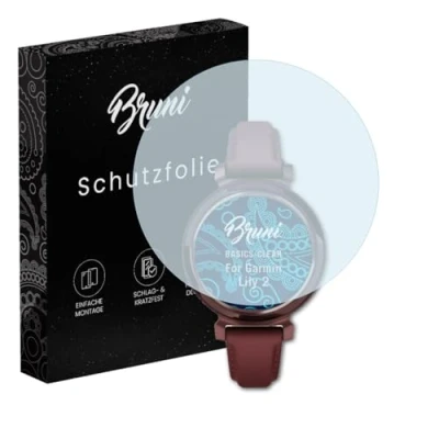 Abbildung von Bruni Schutzfolie kompatibel mit Garmin Lily 2 Folie, glasklare Displayschutzfolie (2X)