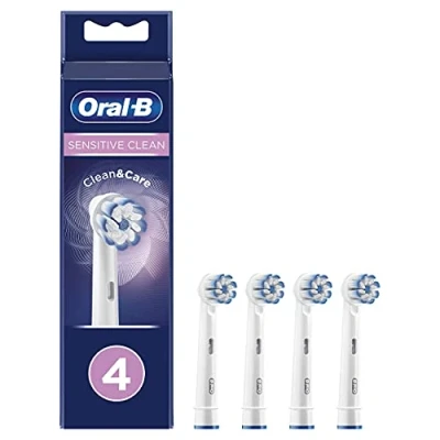 Abbildung von Oral B Sensitive Clean Clean&amp;amp Care Ekstra tandbørstehoved til tandbørste hvid (pakke med 4) für iO Series 7 8 9 Pro 680 1 2 3 Smart 6 Vitality KIDS 3+