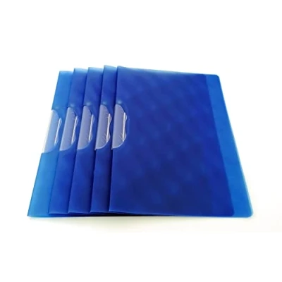 Abbildung von Dokumentenmappe mit Klammern, für bis zu 30/40 A4 Blätter, transparent, Blau, 5 Stück