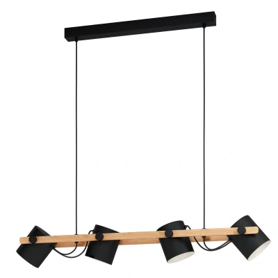 Abbildung von Eglo 43424 Hängeleuchte HORNWOOD schwarz, creme, braun E27 4X28W L:110cm B:18cm H:110cm dimmbar