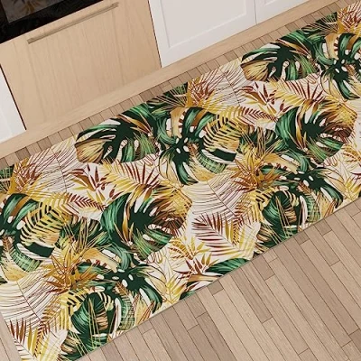 Abbildung von PETTI Artigiani Italiani Teppich für Küche, rutschfest und waschbar, 52 x 440 cm, Design Tropical 04, 100% Made in Italy