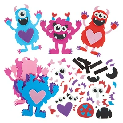 Abbildung von Baker Ross FX342 Liebesherz Monster Magnet Kits 8er Pack, Schaumstoff Bastelset zum Valentinstag für Kinder