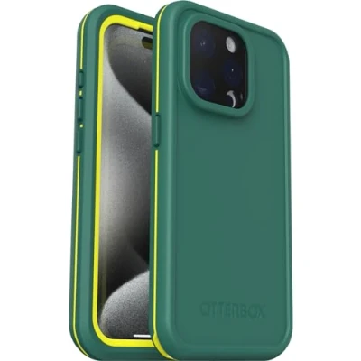 Abbildung von OtterBox Fre Hülle für iPhone 15 Pro MagSafe, Wasserdicht (IP68), stoßfest, schmutzabweisend, schlanke mit integriertem Displayschutz, 5x getestet nach Militärstandard, Grün