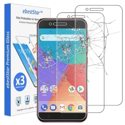 Abbildung von ebestStar kompatibel mit Xiaomi Mi A1 Panzer Schutz Glas (x3 Stück) Schutzfolie, 9H gehärte Schutzglas, HD Displayschutz, Ultrabeständig