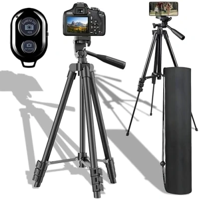 Abbildung von Retoo Tripod Handy mit Bluetooth Fernbedienung, Stativ für Smartphone, Aluminium Kamerastativ 34,5 100 cm Höhe, leichtes Camera Tripod, Kompatibel Phone, Samsung, Gopro, Schwarz