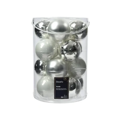Abbildung von Weihnachtskugel glas d8 cm weiß/zlvr ass 16pcs Weihnachten Decoris