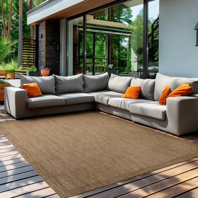 Abbildung von Outdoorteppich Unicolor Einfarbig, Teppium, Rechteckig, Höhe: 5 mm, Teppich Wetterfest Balkon Küchenteppich Flachgewebe Sisaloptik